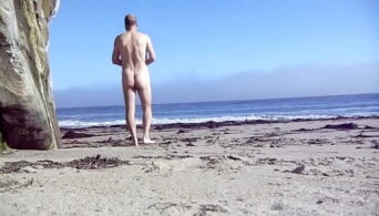 Novinha chupando rola na praia nudista