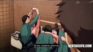 Hentai na escola com novinhas fazendo suruba no banheiro
